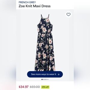 NWOT French Grey blue floral halter maxi